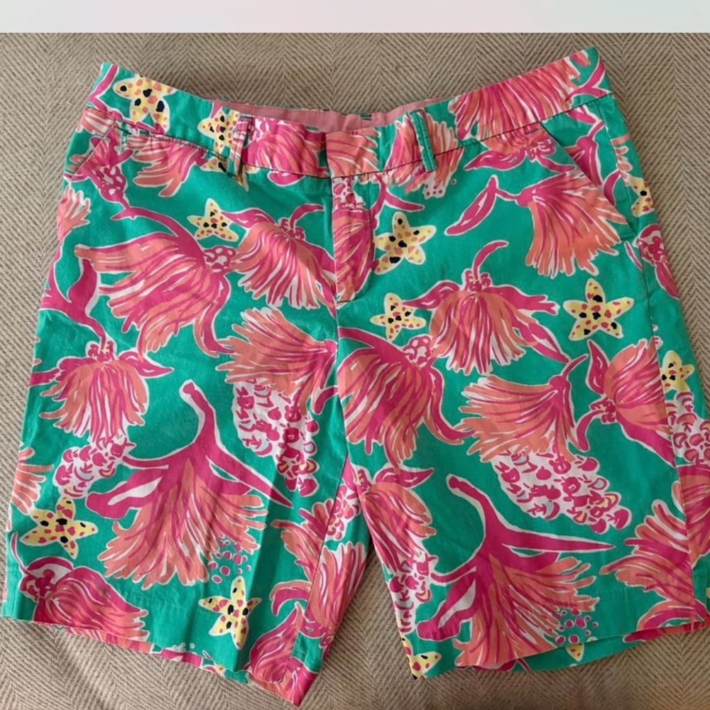 Lilly Pulitzer Women's Floral Print Shorts - Pink & Green 10
